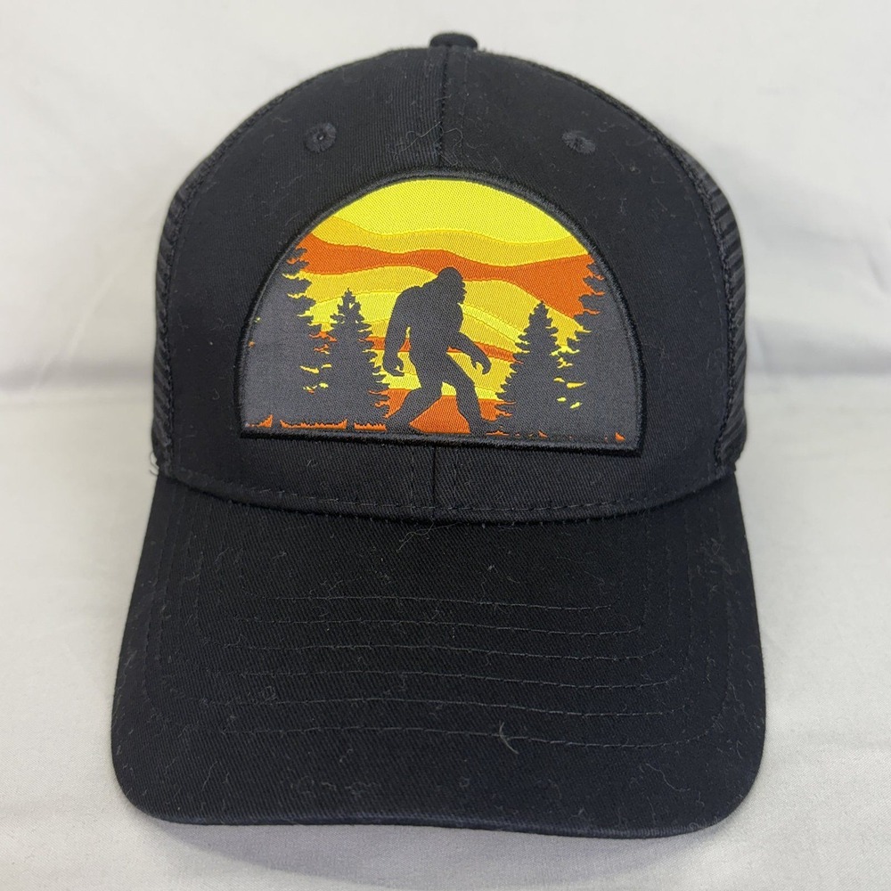 George Trucker Hat Bigfoot Sasquatch Mens OSFM Black Mesh Snapback